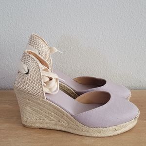 Soludos Tall Wedge Grey Espadrilles size 7.5B
